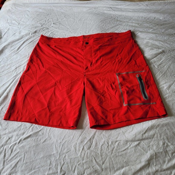 Mack Weldon Shorts 41/42 Mens Red Hybrid Board Golf Zip Pocket Stretch - Picture 1 of 10